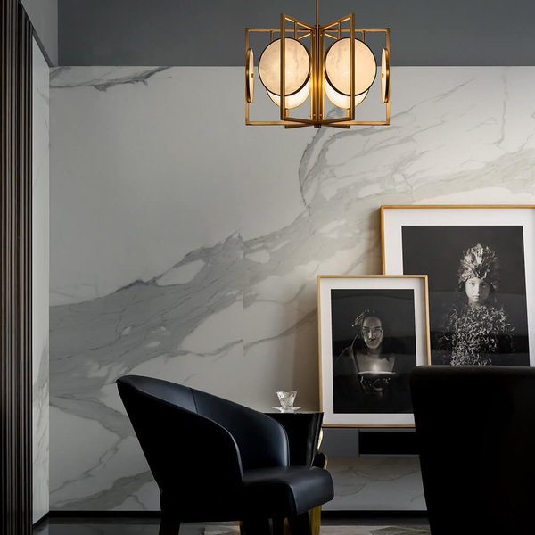 Lampa zwisowa Marmo MOD099PL-06G kamień naturalny złoty