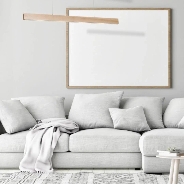 Liniowa lampa wisząca TIMBER MLP568 LED 18W 3000K do jadalni drewniana