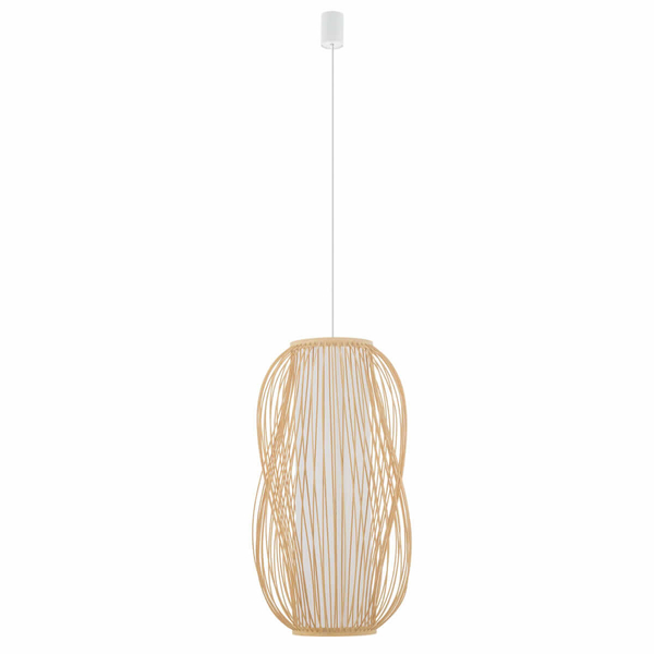 Zwisająca lampa Puket 11162 gniazdo japandi cage bambusowa metalowa biała