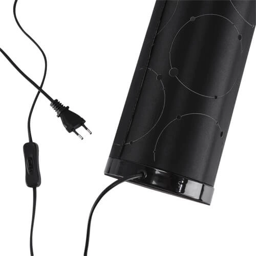 Stojąca LAMPA stołowa LARYSA 03807 Ideus ceramiczna LAMPKA abażurowa tuba kółka czarna