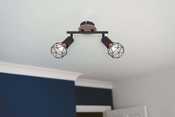Sufitowa lampa reflektorowa Xara 54802S-2H czarna drewno