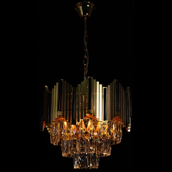 Lampa wisząca Belize 6232/4 TR BL glamour do salonu okrągła złota