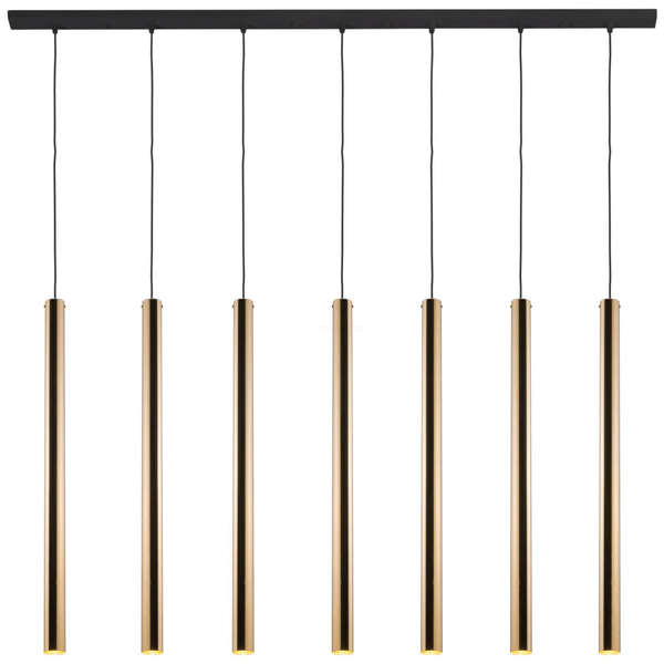 Lampa wisząca AKADI 0135 metalowa zwis na listwie kaskada tuby czarne złote