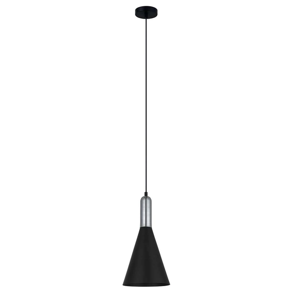 Loft LAMPA wisząca KHALEO MDM-3030/1 BK+CR Italux stożek OPRAWA metalowa ZWIS industrialny chrom czarny