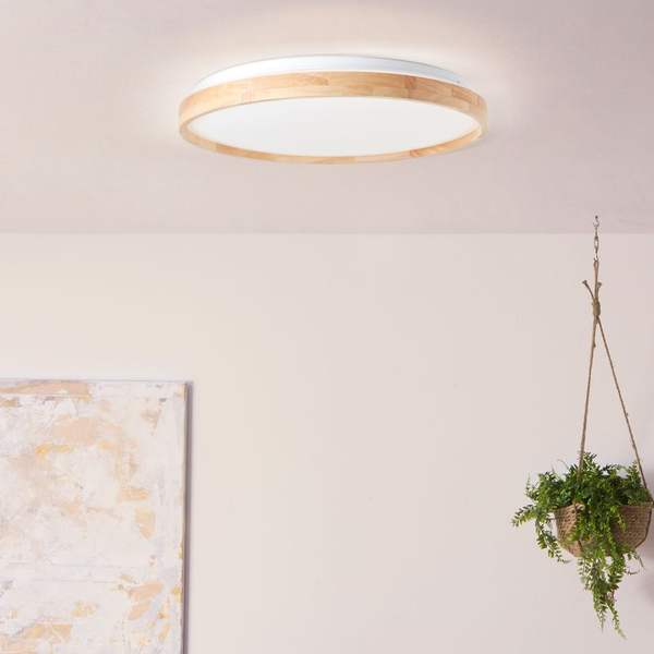 Ledowy plafon Alson G99787/75 LED 32W 3000-6500K na pilot drewniany biały