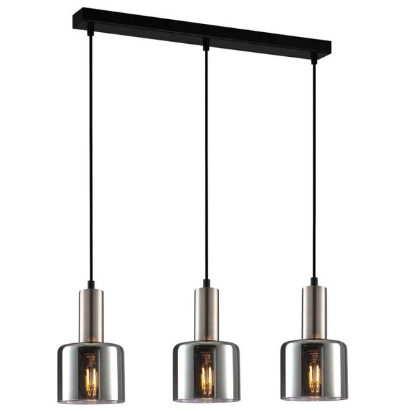 Przydymiona lampa wisząca Santia PND-65342-3-SC+SG 3-płomienna srebrna nowoczesna