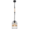 Marynistyczna lampa wisząca HALIA 15677H Globo loftowa klatka czarna brązowa