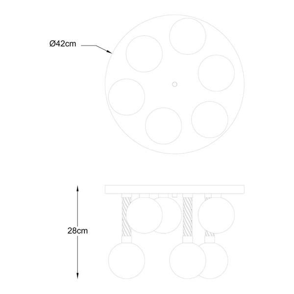 Molekułowa lampa sufitowa Mida C0583-06D-2GHF Zumaline kule szklane mosiądz