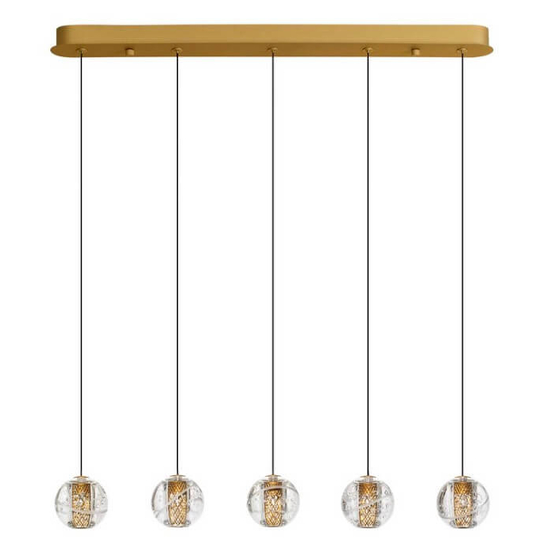 Wisząca lampa na belce CUYO LE44720 LED 16W 3000K balls złota przezroczysta