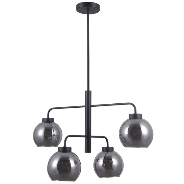 LAMPA wisząca POGGI PND-28028-4D Italux szklana OPRAWA zwis kule balls czarne przydymione