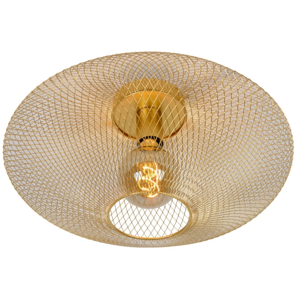 Industrialna LAMPA sufitowa MESH 21123/45/02 Lucide loftowa OPRAWA metalowa druciana złota