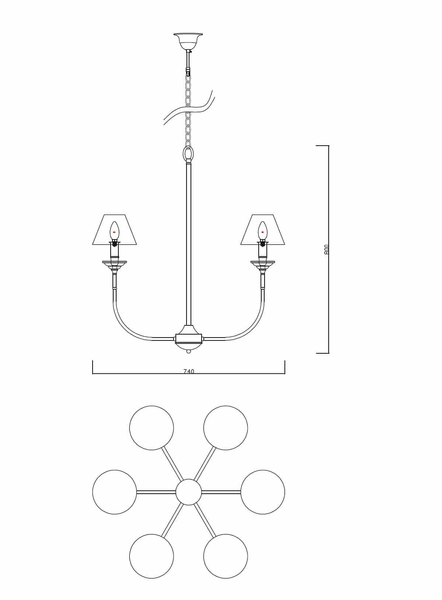 Lampa wisząca Glamour LP-979/6P żyrandol na łańcuchu czarny
