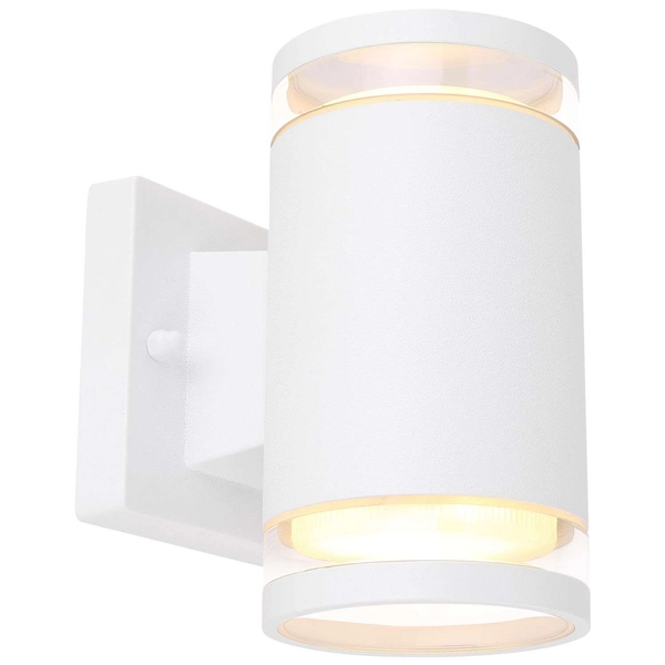 Kinkiet LAMPA zewnętrzna ALCALA 32063-2W Globo elewacyjna OPRAWA metalowa tuba ścienna outdoor IP44 biała przezroczysta