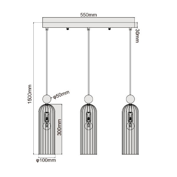 Trzypunktowy zwis Piega bursztynowa szklana lampa do salonu