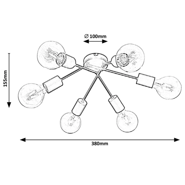 Industrialna LAMPA sufitowa LAMAR 3990 Rabalux metalowe pręty sticks czarne