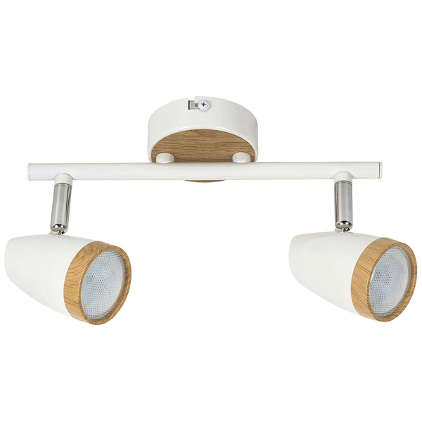 LAMPA sufitowa KAREN 5565 Rabalux skandynawska OPRAWA plafon metalowe reflektorki LED 8W 3000K regulowane drewno białe