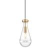 Lampa wisząca kropla art deco MEMPHIS mosiężna szklana metalowa E14 1-punktowa P01128BR