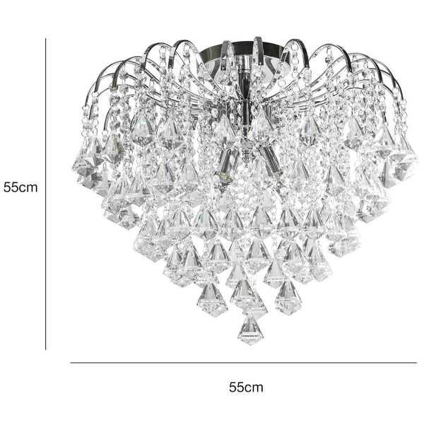 LAMPA sufitowa Belweder 5193/4 8C Elem metalowa OPRAWA glamour z kryształkami chrom przezroczysta