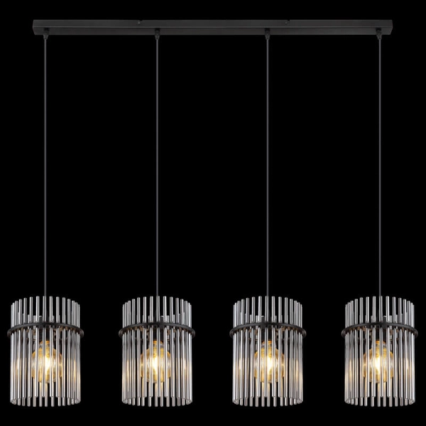 Wisząc lampa nad stół GORLEY 15698-4H szklana loft czarna przydymiona