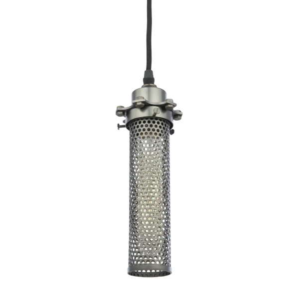 Wisząca lampa metalowa York P01284BK Cosmolight tuba czarna srebrna