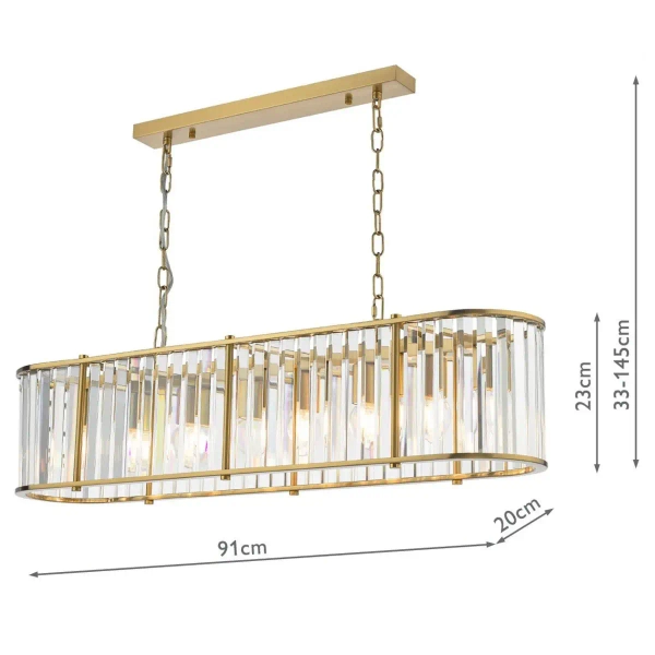 Zwisająca lampa na łańcuchu Kiran KIR3435 do salonu kryształ mosiądz
