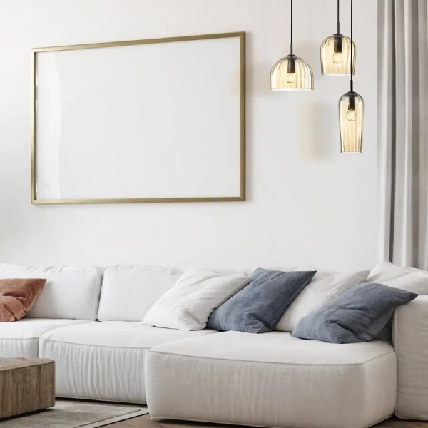 Wisząca szklana lampa 22116 do sypialni szampański czarny