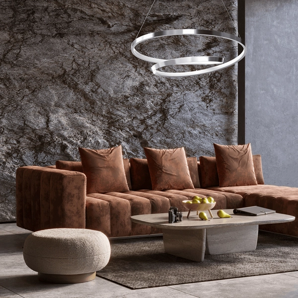 Salonowa lampa wisząca Lucero wstęga LED 48W rings chrom