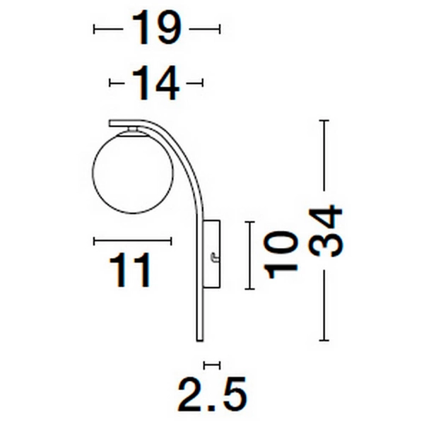 Przyścienny kinkiet kulisty CHAO LE44270 na przedpokój czarny złoty biały