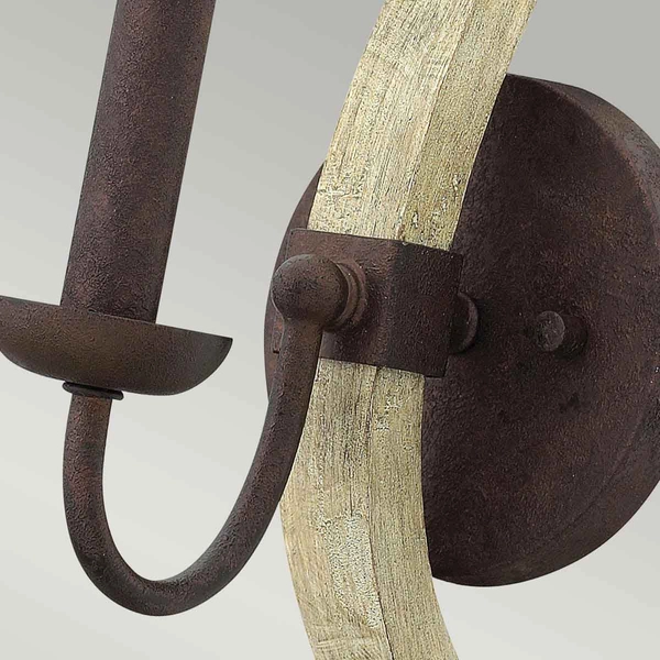 Rustykalna lampa ścienna Middlefield HK-MIDDLEFIELD1 drewniana rdzawa