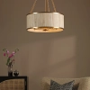 Drewniana wisząca lampa Fenella FEN0535 lniana trawa morska złoty
