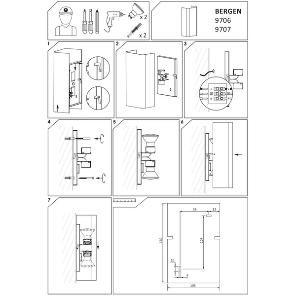 Kinkiet LAMPA ścienna BERGEN 9706 Nowodvorski metalowa OPRAWA prostokątna biała