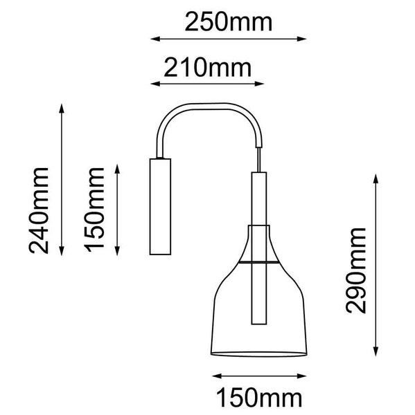 Kinkiet ścienny Botor 4020 punktowa do jadalni klosz transparentny czarny