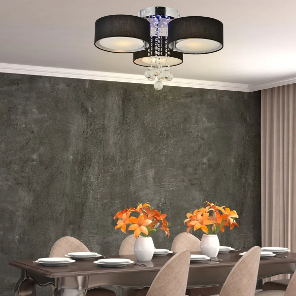 Potrójny plafon do salonu Gambela LP-991/3C BK Light Prestige kryształowy czarny