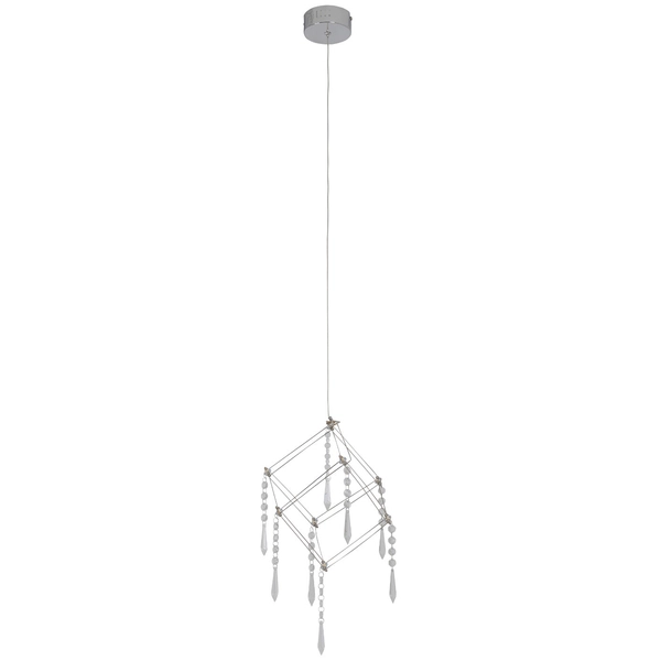 Glamour LAMPA wisząca ARANEUS 6117842 Nave metalowa OPRAWA kostka LED 10W 3000K zwis z kryształkami chrom