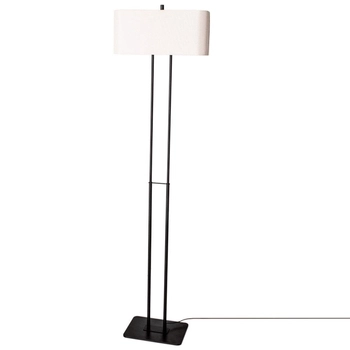 Biała lampa stojąca Luton podłogowa z abażurem do salonu