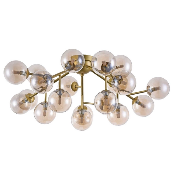 Modernistyczna LAMPA sufitowa DALLAS MOD545PL-20G Maytoni plafoniera OPRAWA szklana molekuły plafon bursztynowe złote