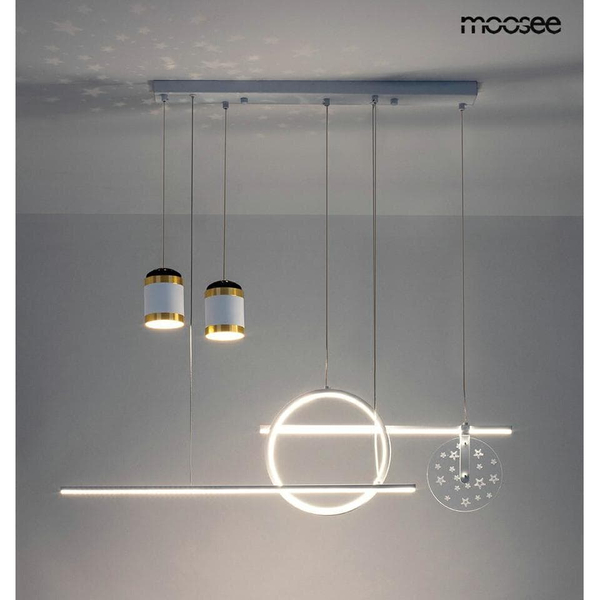 Wisząca lampa ledowa Stars MSE010100343 Moosee 46W 3000K tuby białe złote