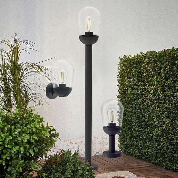 Lampka stojąca do ogrodu Glaris 8207 SuperLED szklany IP44 czarny