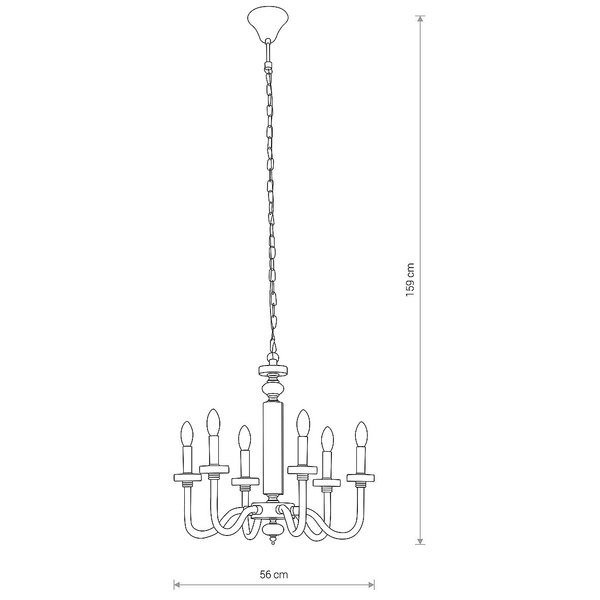 Retro żyrandol pałacowy Hampton 8154 na łańcuchu srebrny nad stół