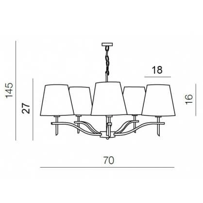 Abażurowy żyrandol PRINCESSA AZ0724 Azzardo do jadalni beżowy chrom