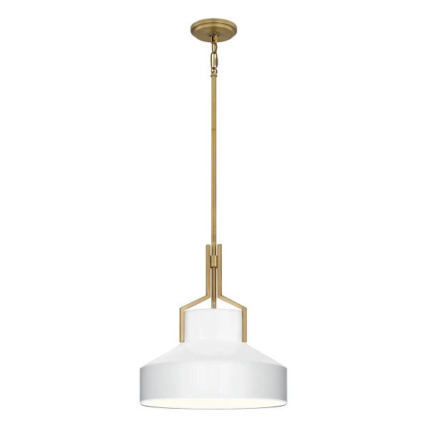Szklana wisząca lampa Brecken QZ-BRECKEN-2P-AB-ABG biała mosiądz