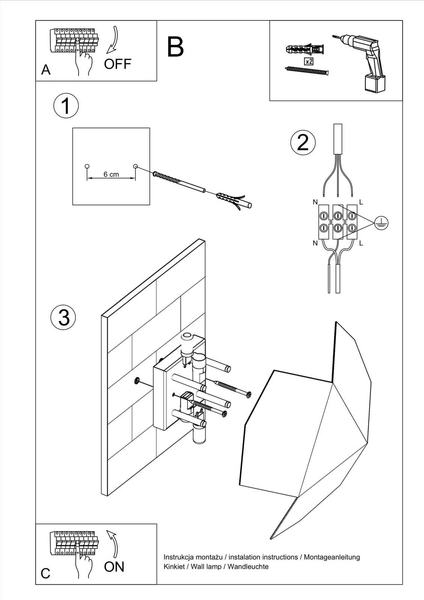Kinkiet LAMPA ścienna SL.0425 metalowa OPRAWA geometryczna czarna