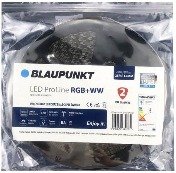 Taśma RGB LED Blaupunkt TL12RGBWW 16W 3000K 800 lm wielokolorowa 