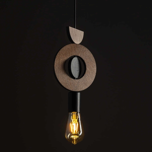 Lampa zawieszana do gabinetu Drops 11176 japandi okręgi drewniana czarna