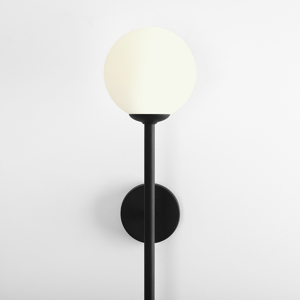 Ścienna lampa kulista Bosso 1087C1 Aldex kinkiet do sypialni czarny