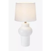 Biała lampa stojąca Shape do biura z abażurem na stół