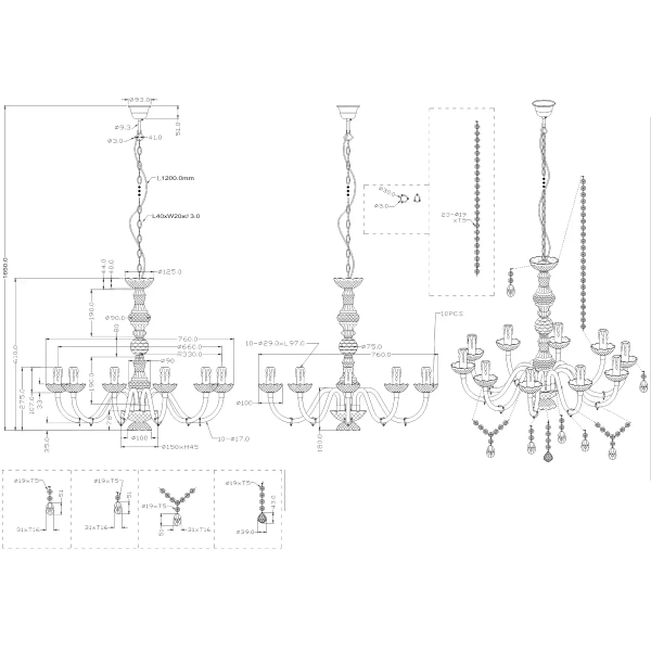 Wisząca lampa świecznikowa Luster R1170-00 RL Light cystals transparentna