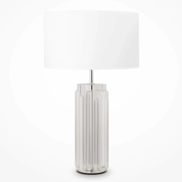 Lampa stołowa z abażurem Muse MOD304TL-01CH szklana biała