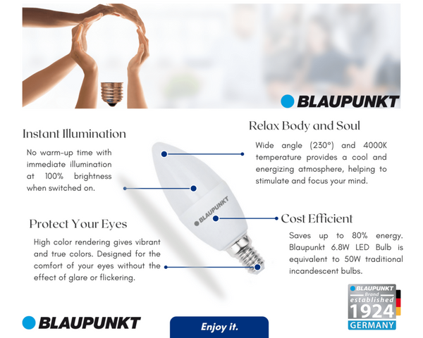 Ledowa żarówka Blaupunkt E14-7W-NW 6,8W płomykowa biała