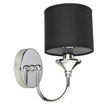 Klasyczna lampa ścienna Abu Dhabi w01837ch-bk Cosmolight metal tkanina srebrny czarny